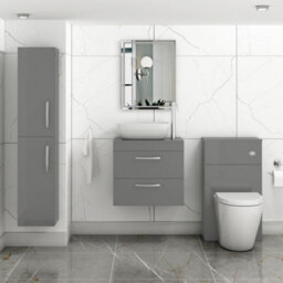 Royal Bathrooms 600mm Wall Hung Vanity Unit 2 Drawer Indigo Grey Gloss & Elva Countertop Basin - thumbnail 2