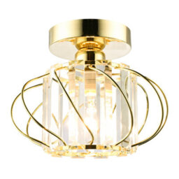 Happy Homewares Modern Polished Gold Ceiling Light Fitting With Clear Crystal Glass - thumbnail 2