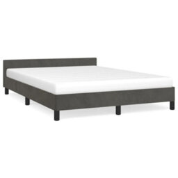 Berkfield Bed Frame With Headboard Dark Grey 180X200Cm 6Ft Super King Velvet - thumbnail 2