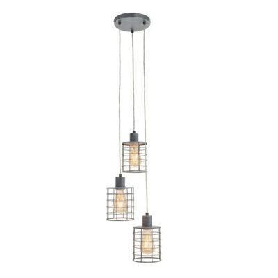 Pagazzi Lighting Pagazzi Keaton 3 Light Pendant Concrete Effect Ceiling Light - image 1