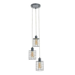 Pagazzi Lighting Pagazzi Keaton 3 Light Pendant Concrete Effect Ceiling Light - thumbnail 2