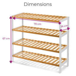 Neo White/wood 4-Tier Bamboo Shoe Rack Wooden Shoe Storage Organiser Shelf For Hallway, Entrance Living Room - thumbnail 9