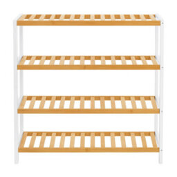 Neo White/wood 4-Tier Bamboo Shoe Rack Wooden Shoe Storage Organiser Shelf For Hallway, Entrance Living Room - thumbnail 8