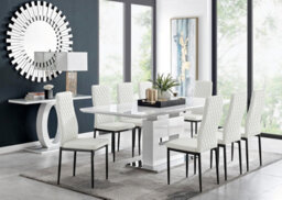 Furniturebox Uk Arezzo Large Extending Dining Table And 8 White Milan Black Leg Chairs - thumbnail 1