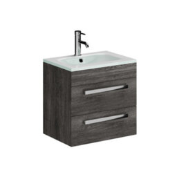 Plum&clay Novela Dark Wood Wall Hung Vanity Unit With Crystal Basin (W)515mm - thumbnail 2