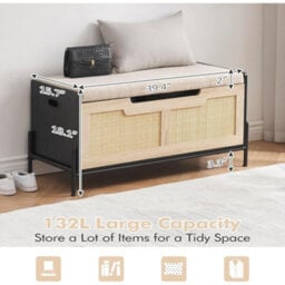 Storage Bench With 2 Hinge Flip-Top Shoe Bench Storage Trunk Chest - thumbnail 2