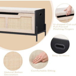 Storage Bench With 2 Hinge Flip-Top Shoe Bench Storage Trunk Chest - thumbnail 3
