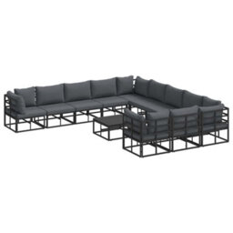 Berkfield Modern Garden Sofa Set With Cushion 12 Pcs Black Aluminium