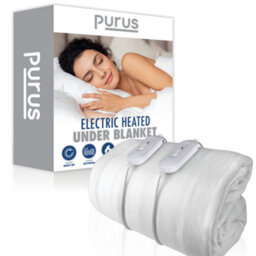 Purus Luxury Superking Size Electric Blanket Fully Fitted Heated Bed Underblanket Polyester Detachable Control 3 Heat Settings