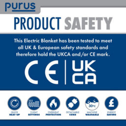 Purus Luxury Superking Size Electric Blanket Fully Fitted Heated Bed Underblanket Polyester Detachable Control 3 Heat Settings - thumbnail 8