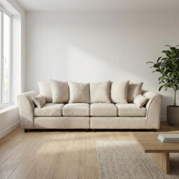 Abakus Direct Jumbo Chenille 4 Seater Sofa With Deep Seats And Angular Arms