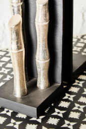 Premier Housewares Hiba Set Of Two Silver Finish Bamboo Effect Bookends - thumbnail 3