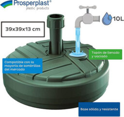 Green Garden Parasol Base By Agritrade - Round Plastic, Fillable With Water Or Sand - thumbnail 3
