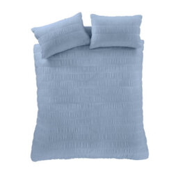 Catherine Lansfield Bedding Seersucker Embellished Duvet Cover Set With Pillowcase Lansfield Blue - thumbnail 5