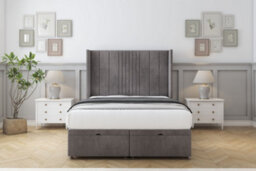 "Comfort Grace Slate Naples Ottoman Bed With Mattress With 54"" Wingback Headboard 3' Single"