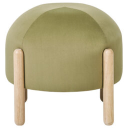 Wyld And Coco Velvet Stool Green Upholstered Pouffe With Tall Rubberwood Legs, 40 X 40 X 38 Cm - thumbnail 4