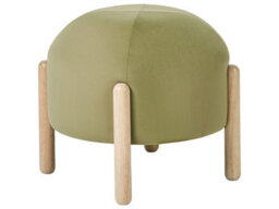 Wyld And Coco Velvet Stool Green Upholstered Pouffe With Tall Rubberwood Legs, 40 X 40 X 38 Cm - thumbnail 1