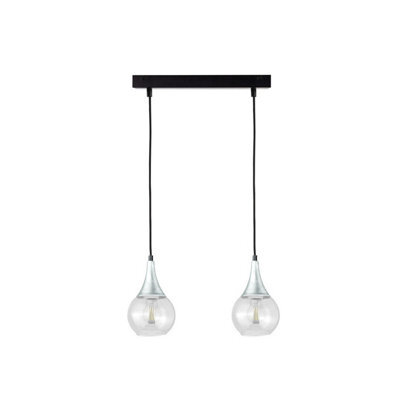 Luminosa Lighting Luminosa Lacrima Bar Pendant Ceiling Light Black, Silver Transparent Glass Shade 2X E27 - image 1
