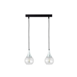 Luminosa Lighting Luminosa Lacrima Bar Pendant Ceiling Light Black, Silver Transparent Glass Shade 2X E27 - thumbnail 1