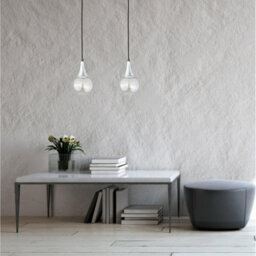 Luminosa Lighting Luminosa Lacrima Bar Pendant Ceiling Light Black, Silver Transparent Glass Shade 2X E27 - thumbnail 3