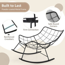 Costway Indoor Outdoor Rocking Chair Oversized Egg Papasan Chair-Light Grey - thumbnail 8