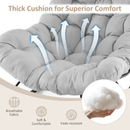 Costway Indoor Outdoor Rocking Chair Oversized Egg Papasan Chair-Light Grey - thumbnail 5