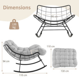 Costway Indoor Outdoor Rocking Chair Oversized Egg Papasan Chair-Light Grey - thumbnail 2