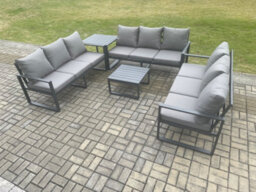 Fimous Aluminium 9 Seater Outdoor Garden Furniture Set Patio Lounge Sofa With Coffee Table Side Table Conservatory Set - thumbnail 2