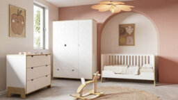 FurniComp LTD Furnicomp Elsie 3 Door 1 Drawer Kids Wardrobe- Matt White & Hamilton Oak - thumbnail 8
