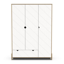 FurniComp LTD Furnicomp Elsie 3 Door 1 Drawer Kids Wardrobe- Matt White & Hamilton Oak - thumbnail 4