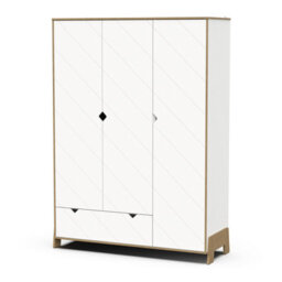 FurniComp LTD Furnicomp Elsie 3 Door 1 Drawer Kids Wardrobe- Matt White & Hamilton Oak - thumbnail 5