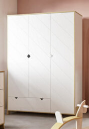 FurniComp LTD Furnicomp Elsie 3 Door 1 Drawer Kids Wardrobe- Matt White & Hamilton Oak - thumbnail 1