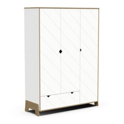 FurniComp LTD Furnicomp Elsie 3 Door 1 Drawer Kids Wardrobe- Matt White & Hamilton Oak - thumbnail 2