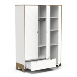 FurniComp LTD Furnicomp Elsie 3 Door 1 Drawer Kids Wardrobe- Matt White & Hamilton Oak - thumbnail 3