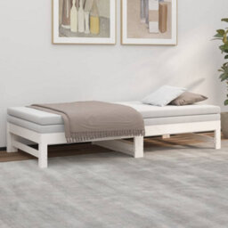 Berkfield Pull-Out Day Bed White 2X(75X190) Cm Solid Wood Pine - thumbnail 4