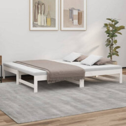Berkfield Pull-Out Day Bed White 2X(75X190) Cm Solid Wood Pine - thumbnail 1