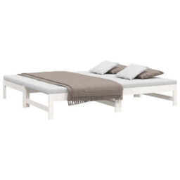 Berkfield Pull-Out Day Bed White 2X(75X190) Cm Solid Wood Pine - thumbnail 3
