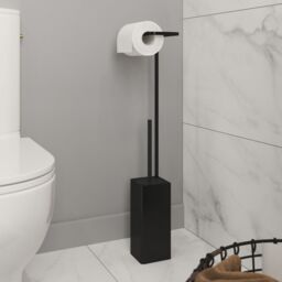 GoodHome Elland Black Wall-Mounted Toilet Roll & Brush Holder - thumbnail 2