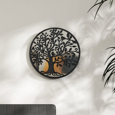 Berkfield Mirror Black 40X2.5 Cm Iron Round For Indoor Use - image 1
