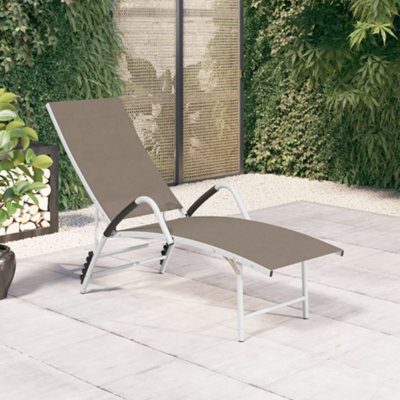 Berkfield Sun Lounger Textilene And Aluminium Taupe - image 1
