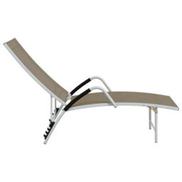 Berkfield Sun Lounger Textilene And Aluminium Taupe - thumbnail 4