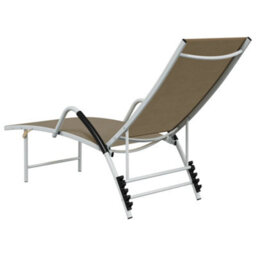 Berkfield Sun Lounger Textilene And Aluminium Taupe - thumbnail 5