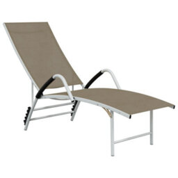 Berkfield Sun Lounger Textilene And Aluminium Taupe - thumbnail 2
