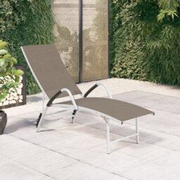 Berkfield Sun Lounger Textilene And Aluminium Taupe