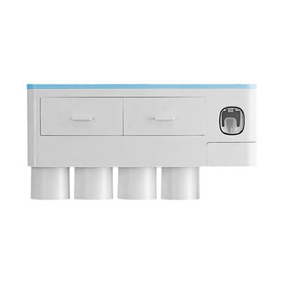 1 Pack Storage Shelf, Home 3- Wall-Mounted Toothbrush Holder, Toothpaste Dispenser And Blue - image 1