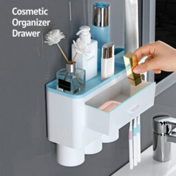 1 Pack Storage Shelf, Home 3- Wall-Mounted Toothbrush Holder, Toothpaste Dispenser And Blue - thumbnail 5