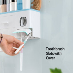 1 Pack Storage Shelf, Home 3- Wall-Mounted Toothbrush Holder, Toothpaste Dispenser And Blue - thumbnail 4