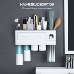 1 Pack Storage Shelf, Home 3- Wall-Mounted Toothbrush Holder, Toothpaste Dispenser And Blue - thumbnail 7