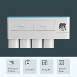 1 Pack Storage Shelf, Home 3- Wall-Mounted Toothbrush Holder, Toothpaste Dispenser And Blue - thumbnail 8