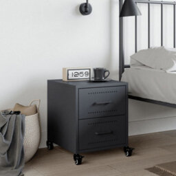 Berkfield Bedside Cabinet Anthracite 36X39X43.5 Cm Steel - thumbnail 3
